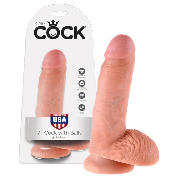 Dildo King Cock 18 cm avec testicules - naturel