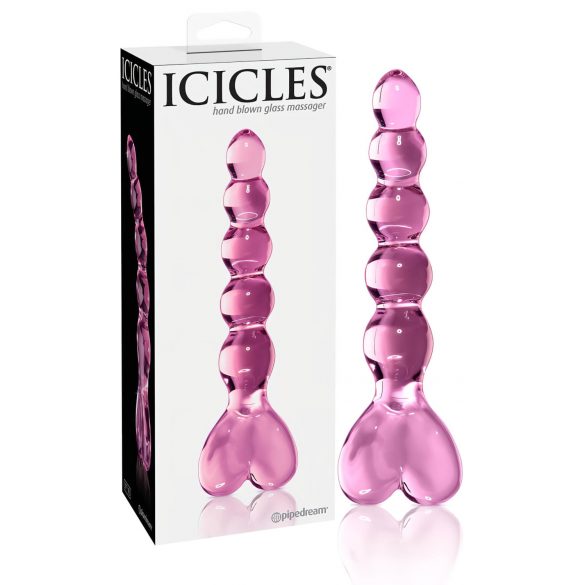 Icicles No. 43 - godemichet en verre à perles et cœur (rose)