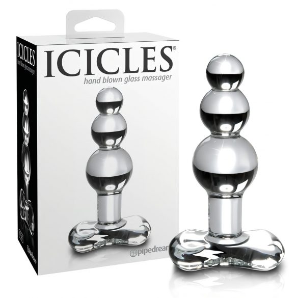 Icicles No. 47 - dildo anal en verre à triple perles (transparent)