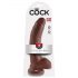 King Cock 9 - grand godemichet ventouse avec testicules (23 cm) - marron