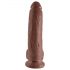 King Cock 9 - grand godemichet ventouse avec testicules (23 cm) - marron