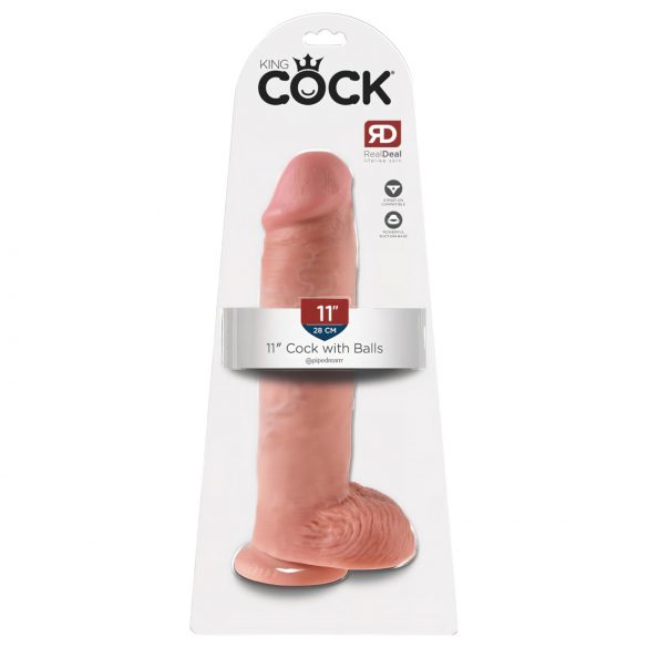 King Cock 11 - gode avec ventouse, avec testicules (28 cm) - couleur chair