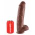 King Cock 11 - grand gode ventouse avec testicules (28 cm) - marron