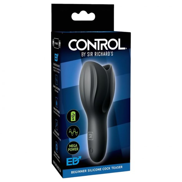 Contrôle Cock Teaser - vibrateur pour gland, étanche et rechargeable (noir)