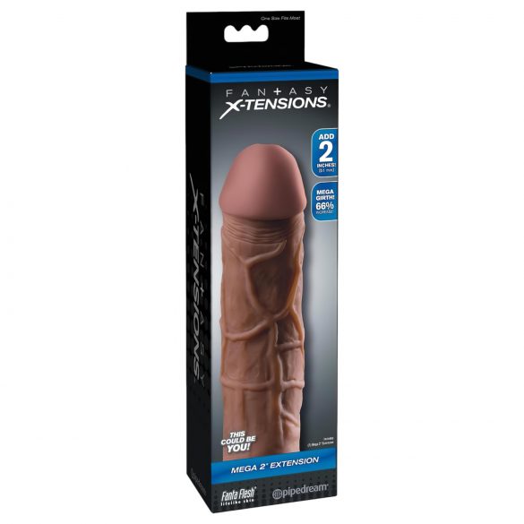 X-TENSION Mega 2 - étui pénien réaliste (20,3 cm) - noir naturel