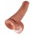 King Cock 15 - dildo géant avec ventouse et testicules (38 cm) - naturel foncé