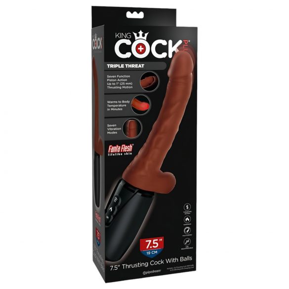 King Cock Plus 7,5 - vibromasseur avec testicules (marron)