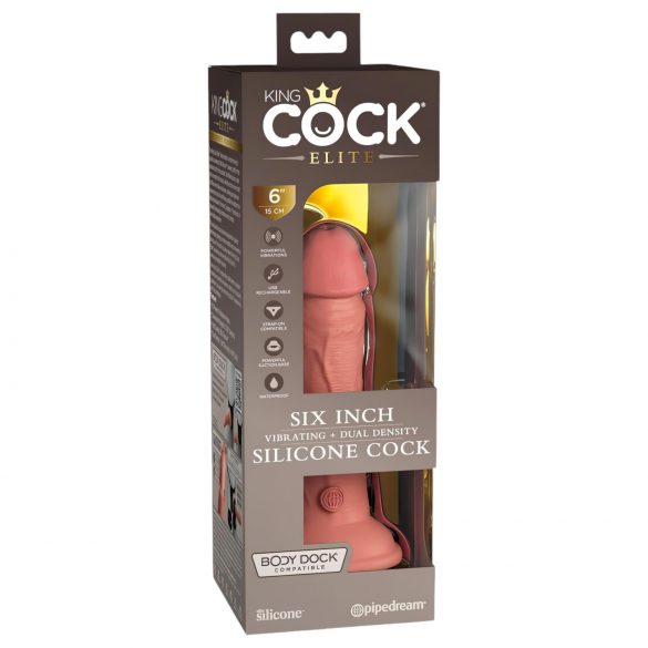 King Cock Elite 6 - vibromasseur réaliste avec ventouse (15 cm) - naturel