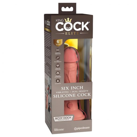 King Cock Elite 6 - vibromasseur réaliste avec ventouse 15 cm (naturel foncé)