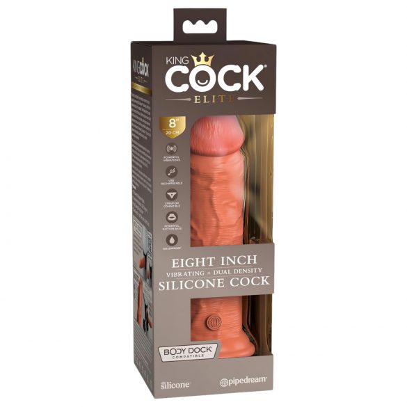 King Cock Elite 8 – Vibromasseur réaliste à ventouse 20cm (nature foncée)