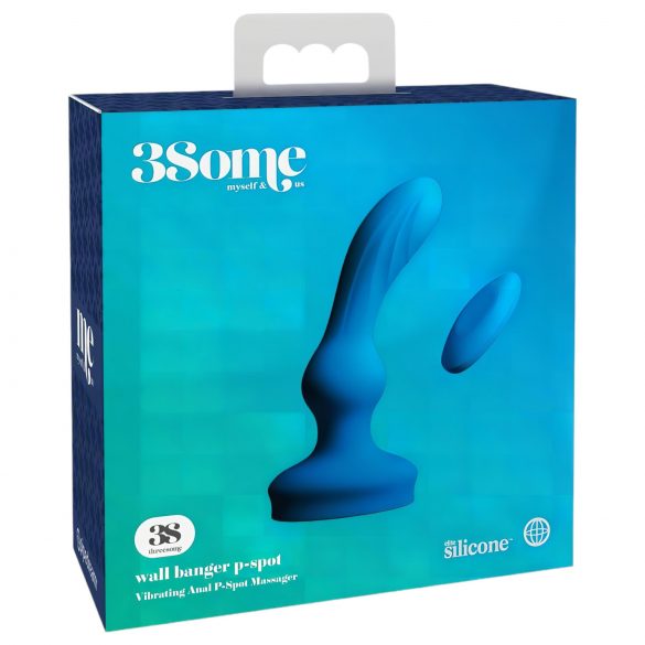 3Some Wall Banger P-Spot - Vibromasseur prostatique rechargeable avec télécommande (bleu)