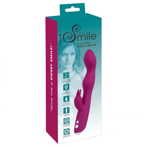 SMILE - vibromasseur flexible avec stimulateur pour point A et point G (violet)