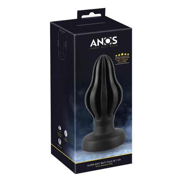 ANOS - plug anal doux nervuré - 7 cm (noir)