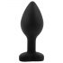 Sunfo - Plug anal en silicone avec bijou cœur (noir-blanc)