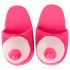 Chaussons en peluche roses - forme de seins