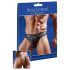 Tanga homme brillant avec empiècement translucide (noir)