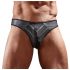 Tanga homme brillant avec empiècement translucide (noir) - M