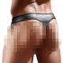 Tanga homme brillant avec empiècement translucide (noir) - M