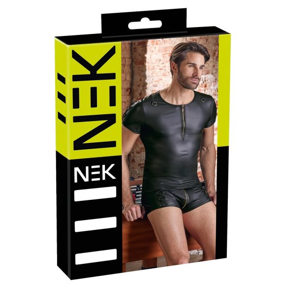 T-shirt noir NEK - homme, manches courtes, effet mat - XL