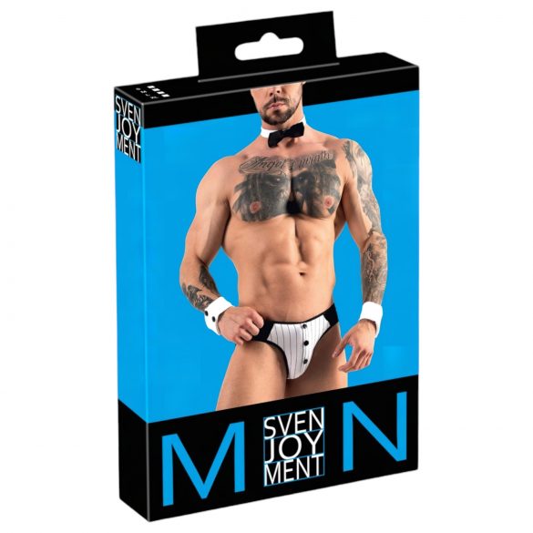 Svenjoyment - Ensemble de string de serveur pour hommes (noir-blanc) - M