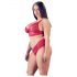 Cottelli Grande Taille - Ensemble soutien-gorge en dentelle douce (rouge) - 2XL