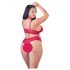 Cottelli Grande Taille - Ensemble soutien-gorge en dentelle douce (rouge) - 3XL