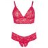 Cottelli Grande Taille - Ensemble soutien-gorge en dentelle douce (rouge) - 4XL