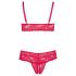 Cottelli Grande Taille - Ensemble soutien-gorge en dentelle douce (rouge) - 4XL