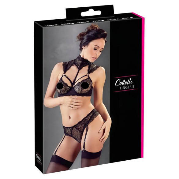 Cottelli - ensemble de soutien-gorge en dentelle à col (noir) - 85B/L