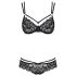 Obsessive 860-SET-1 - ensemble de soutien-gorge en dentelle à lanières avec motif floral (noir)