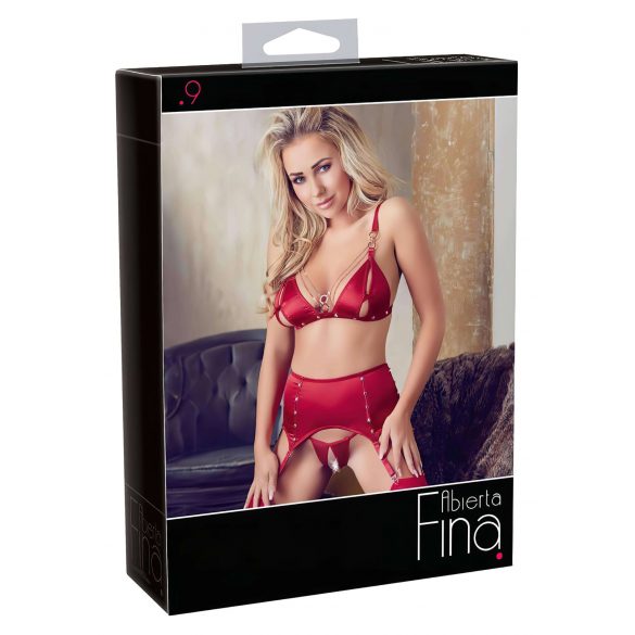 Abierta Chic - ensemble de lingerie à chaîne scintillante (rouge) - M