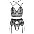 Abierta Fina - trio de lingerie en dentelle (noir)