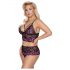 Cottelli Grande Taille - Ensemble soutien-gorge fleuri (noir-violet)