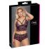 Cottelli Grande Taille - Ensemble soutien-gorge fleuri (noir-violet) - 3XL/4XL