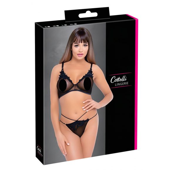 Cottelli - Ensemble soutien-gorge transparent avec dentelle (noir)