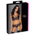 Cottelli - Ensemble de lingerie en dentelle 3 pièces (noir-violet) - M