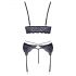 Cottelli - Ensemble de lingerie en dentelle 3 pièces (noir-violet) - M