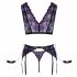 Cottelli Bondage - ensemble de lingerie avec attaches pour poignets (noir-violet)