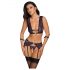 Cottelli Bondage - ensemble de lingerie avec attaches pour poignets (noir-violet) - M