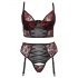 Cottelli Plus Size - ensemble soutien-gorge avec porte-jarretelles (noir-rouge)