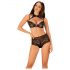 Obsessive Elizenes - ensemble soutien-gorge transparent à motifs (noir)