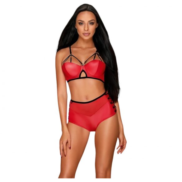 Obsessive Leatheria - Ensemble soutien-gorge effet cuir (rouge) - S/M