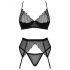 Obsessive Chemeris - ensemble soutien-gorge avec porte-jarretelles (noir) - M/L