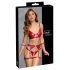 Cottelli Bondage - ensemble de soutien-gorge brillant avec attaches pour les mains (rouge) - M