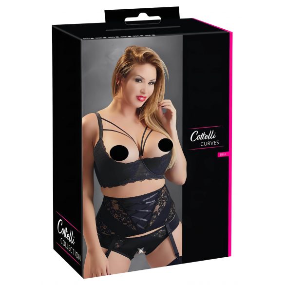 Cottelli Plus Size - soutien-gorge à bretelles et anneau (noir) - 90D