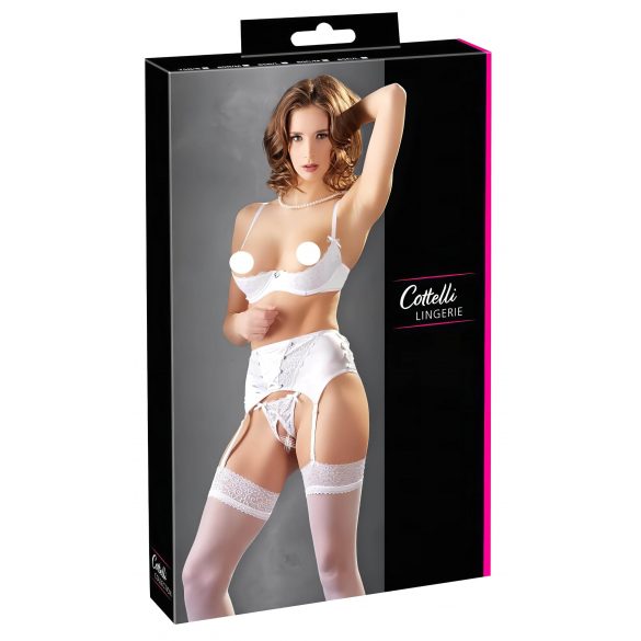 Cottelli - Ensemble push-up en dentelle avec lacets (blanc) - 85C/L