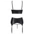 Abierta Fina - ensemble de lingerie à lanières scintillantes et dentelle (noir) - 85C/L