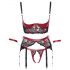 Cottelli Bondage - Ensemble liftant mat et en dentelle (rouge) - M