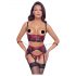 Cottelli Bondage - Ensemble liftant mat et en dentelle (rouge) - XL