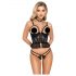 Abierta Fina - tanga et corset ouverts (noir) - L